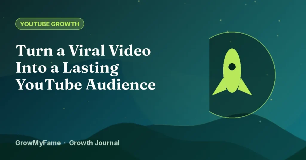 Rocket launching from a play button, symbolising a breakout video becoming steady growth