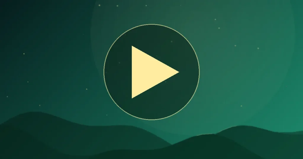A play button connected by arrows to a row of linked videos
