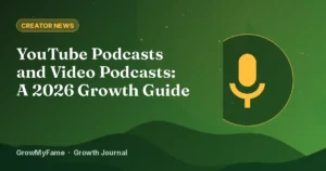 Microphone in front of a video player representing a YouTube video podcast